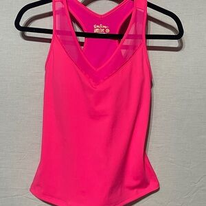 Lilly Pulitzer Euclid Scallop Fitted Pink V-Neck Tank Top